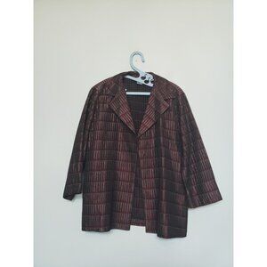 UC2 Under Construction Women L Blazer Jacket Open Front Purple Business Stitched